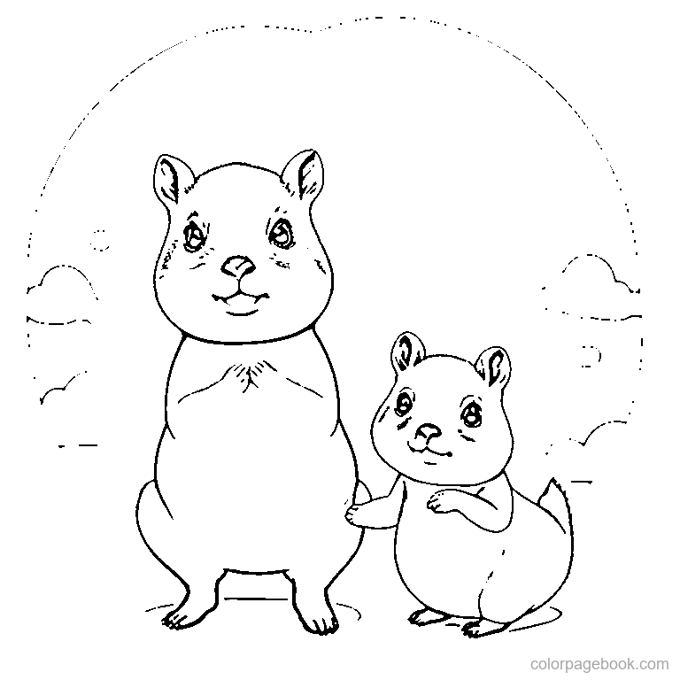 cute baby capybara coloring page