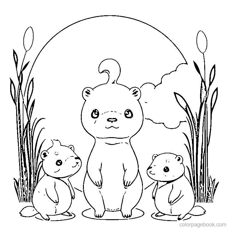 cute capybara sitting coloring page
