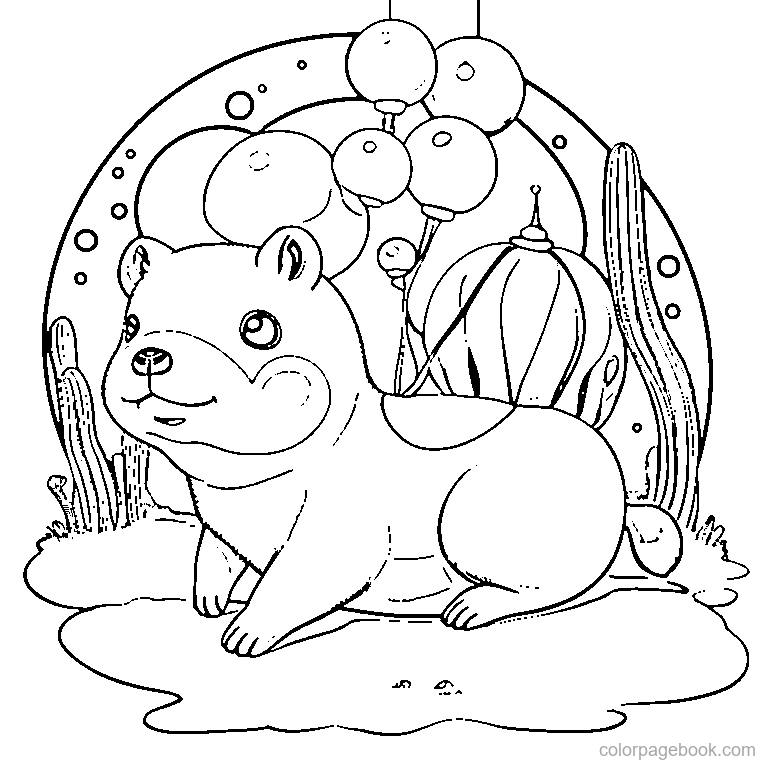 cute capybara sleeping coloring page
