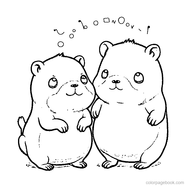 cute capybara smiling coloring page