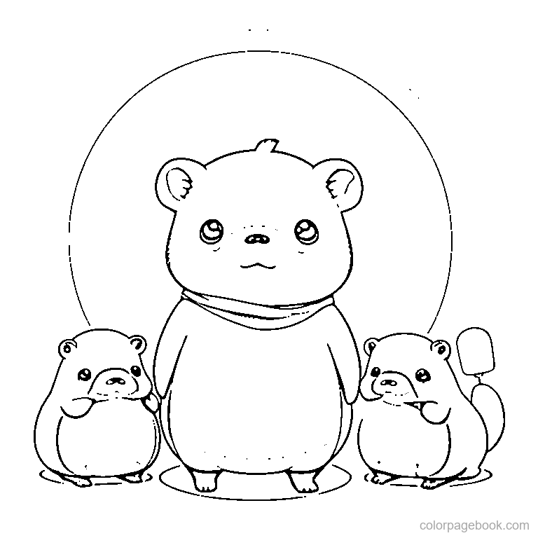 cute capybara standing coloring page