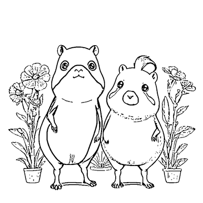 cute capybara with a small bird friend